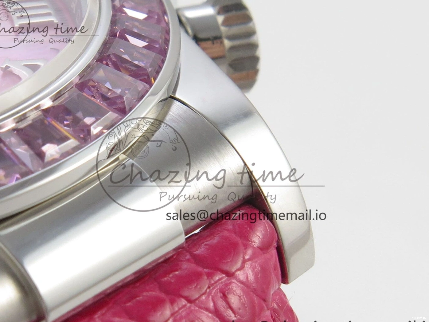 MPF Pink Daytona Bezel Dial Leather on Diamonds Modded 40mm SA4801 Custom Strap Pink 0513